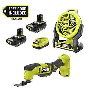 Ryobi ONE+ 18V Cordless Hybrid 7.5 in. Fan Kit w/ (2) 2Ah Batteries, Charger, w/ FREE ONE+ 18V Cordless Oscillating Multi-Tool $124