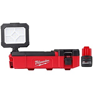 Milwaukee M12 12V PACKOUT Flood Light w/ High Output 2.5 Ah Battery $129 + Free S&H