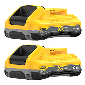 DeWalt 20V MAX* XR® 2 pack 4ah Powerpack Batteries DCB2104-2 $99