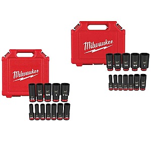 Milwaukee SHOCKWAVE 1/2 in. and 3/8 in. Drive SAE Deep Well Impact Socket Set (24-Piece) $128.97