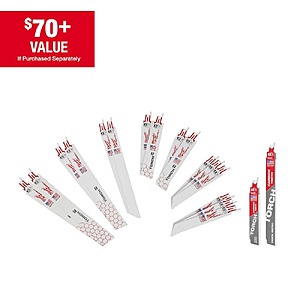 Milwaukee SAWZALL Metal Cutting Bi-Metal Reciprocating Saw Blade Set (16-Piece) with 2 Carbide Blades $29.97