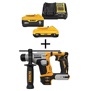 DEWALT ATOMIC 20V MAX 5/8" SDS + Hammer Drill w/ 6.0Ah & 4.0Ah Battery Kit $199 + Free S&H