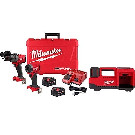 M18 FUEL 18-Volt Lithium-Ion Brushless Cordless Hammer Drill and Impact Driver Combo Kit (2-Tool) with Inflator $349
