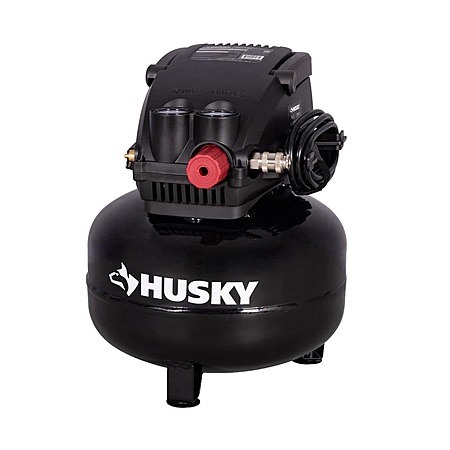 DOTD Husky 3 Gal. 120 PSI Portable Electric Oil-Free Light Duty Pancake Air Compressor with Fold Down Handle and 1-Quick Coupler $34