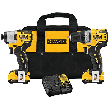 DEWALT XTREME 2-Tool 12V MAX XR Brushless DrilI/Impact Driver with Bag (2-Batteries and Charger Included) | DCK221F2 $169