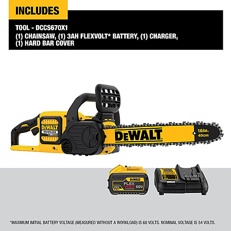 Up to 28% Off DEWALT 60V Chainsaw Kit!