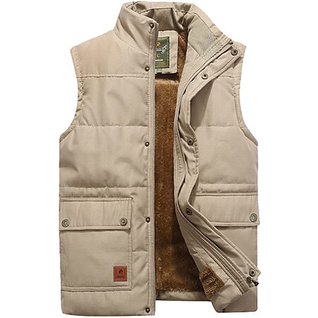 Men's Casual Outdoor Padded Vest Fleece Stand Collar Sleeveless Jackets from $14.94 at VtuAOL via Amazon