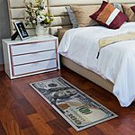 $100 Bill Design Non-Slip Rubberback 22x53 Modern Runner Rug @ Amazon for only $8.18 (lowest ever available again)