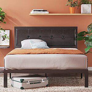 ZINUS Cherie Faux Leather Classic Platform Bed Frame with Steel Support Slats, Queen @ Amazon for $97