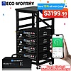 ECO-WORTHY 4Pack 20.48kWh 48V 100AH Server Rack LiFePO4 Battery WITH RACK and CHARGER V2 Version Ecoworthy $3199