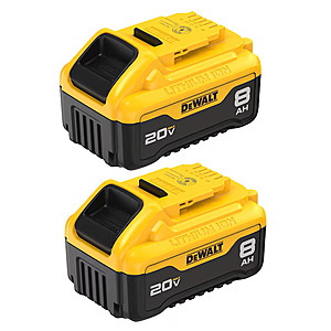 DEWALT 20V MAX 20V 8Ah Lithium Ion Power Tool Battery Pack with Fuel Indicator (2 Pack) free p/u 12 shipping $179.99 at Runnings