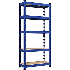 28" W x 12" D x 60" H Yaheetech 5-Tier Heavy Duty Storage Shelves (Blue)