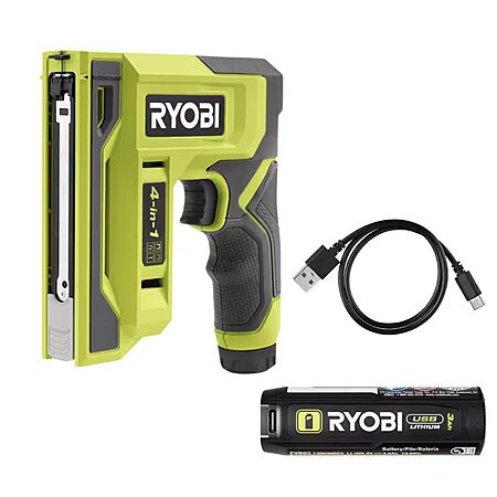 Open Box: RYOBI USB LITHIUM 4-in-1 Stapler/Nailer Kit w/ 3.0 Ah Battery & Cable $36.40 + Free Shipping