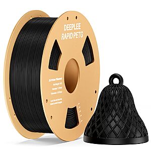 Prime Members: Deeplee Rapid PETG 1kg 1.75mm 3D Printer Filament Roll (Black) .80 + Free S/H