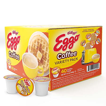 Eggo Beverages Waffle Flavored Coffee Pods, Variety Pack, 40 Count For $14.80