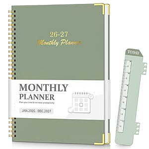 Monthly Planner 2 Years Spiral Hardcover Calendar 7.4" x 10.2" $4.99 @ Amazon