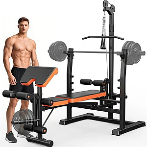 GIKPAL 10-In-1 Adjustable Weight Bench Press Set With Row Machine & Lat Pull Down, Multi-Function Workout Bench $163.35