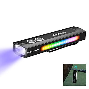 Wurkkos HD01 UV Flat EDC Rechargeable Flashlight; White LED + UV + RGB and White Side Light; 1200 lumens; free S&H; $26.49 after code