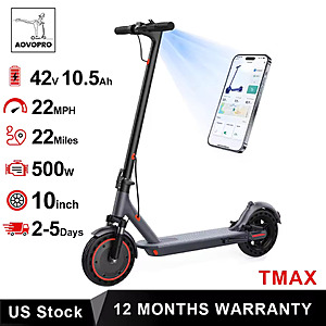AOVOPRO TMAX 10" 500W Electric Scooter, up to 15.5mph / 21 miles $153 + Free S&H