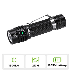Wurkkos WK03 1800-lm SST40 Rechargeable EDC Flashlight w/ 18650 Battery $10.45 & More + Free S&H on