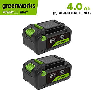 Greenworks PowerAll 24V Battery 2-Pack, with (2) 4.0 Ah Batteries, Longer Lasting Power $119
