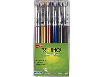 Staples Xeno Ballpoint Pens, Medium Point, Blue Ink, Dozen (17839) $1.97 + Free Shipping