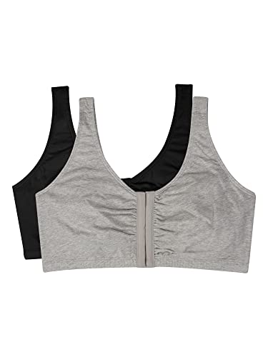 Fruit of the Loom Women's Front Close Builtup Sports Bra, Black Hue/Heather  Grey 2-Pack, 48 $8.60 + Free Shipping w/ Prime or on $25+