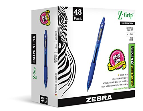 Zebra Pen Z-Grip Retractable Ballpoint Pen, Medium Point, 1.0mm, Blue Ink, 48-Count $12.90 + Free Shipping w/ Prime or on $25+ $12.9