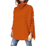 Women's Turtleneck Oversized Sweaters Long Sleeve Spilt Hem Casual Asymmetric Pullover -Amazon- $19.99