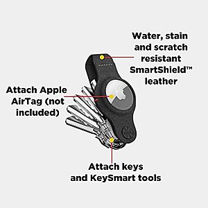 KeySmart Air Compact Key Holder for AirTag, Black