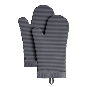 KITCHENAID Ribbed Soft Silicone Oven Mitt 2-Pack Set, 7.5"x13", Charcoal Grey $11.99 @Amazon