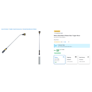 YMMV - $4 - Melnor RelaxGrip 8 -Pattern Rear Trigger Wand, Hose attachment. $3.72