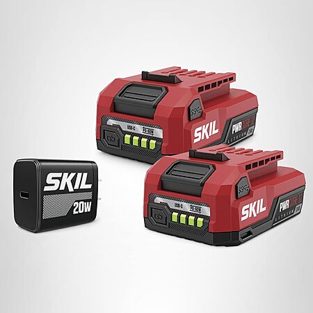 SKIL PWR CORE 12 2 x 2.0Ah 12V USB-C Battery and Charger Starter Kit Including Two 2.0Ah Batteries and 20W PD Charger-CB5020A-22 $49