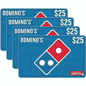 Domino's $100 Gift Card Multi-Pack 4 x $25 $75 at Sam's Club