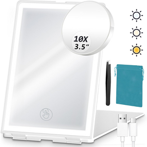 Travel Lighted Makeup Mirror with 10X Magnifier $9.99 with code (50% Off) $9.99