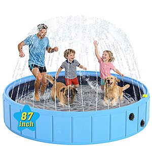 Large Foldable Dog Pool w/ Sprinkler for Dogs & Kids (Various Sizes) – $19.99