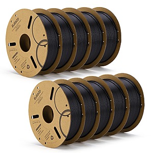 10-Pack Elegoo 1.75mm PLA 3D Black Printer Filament $85 + Free Shipping