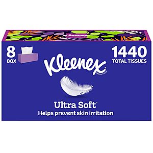 SnS | 8-Pack, 180-count Kleenex Ultra Soft Facial, 3-Ply $11.54 YMMV