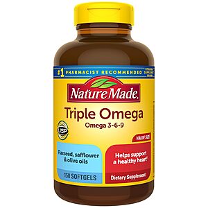 SnS | Nature Made Triple Omega 3 6 9 Supplements, 150 Softgels $13.79