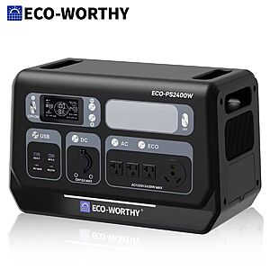 2048Wh ECO-WORTHY PS 2400W (4800W Peak) LiFePO4 Power Station $453.40 + Free S&H