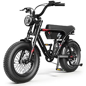Hopepeak D10 Electric Bike 1500W Peak Motor 48V 13Ah 16in Fat Tire Black $345 + Free S/H