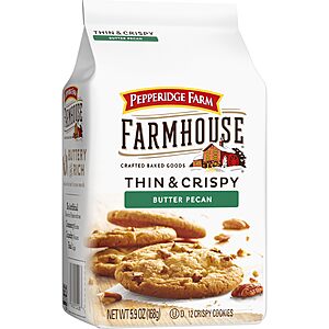 5.9 Oz Bag of Pepperidge Farm Farmhouse Thin & Crispy Butter Pecan Cookies $3.62