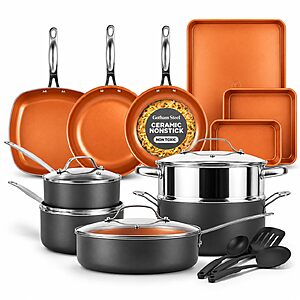B1G1 | GOTHAM STEEL 20 Pc Titanium Ceramic Cookware Set, Diamond Infused, Copper