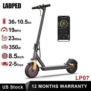 AOVOPRO 8.5in LADPED LP07 Electric Scooter 350W 36V 10.5ah 19mph Black $121 + Free S/H