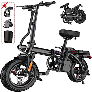 FURIDER T1 560W Peak 14" 48V 10Ah 24mph Folding Electric Bike $156 + Free S&H