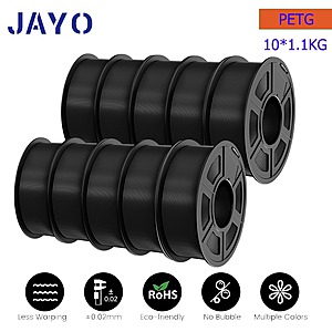 10-Pk 1.1kg JAYO PETG High Speed Matte 3D Printer Filament (Black, White, Grey) from $81.45 + Free S&H
