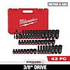 Milwaukee SHOCKWAVE 3/8 in. Drive SAE and Metric 6 Point Impact Socket Set (43-Piece) $99