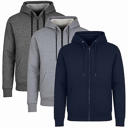 3-Pack Men’s Fleece-Lined Full-Zip Hoodie  $29.69