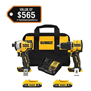 Dewalt ATOMIC 20-Volt MAX Lithium-Ion Cordless Combo Kit (2-Tool) with (2) 2.0Ah Batteries, Charger and Bag $169 at Home Depot