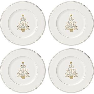 Lenox 897868 Federal Platinum Tree Accent Plates, Service For 4, Christmas Dishes, Dinnerware Set, Holiday - *YMMV - $40.65 w/ Coupon! - Ships FREE w/ Prime!*